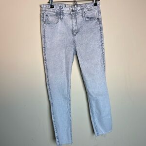 Abercrombie & Fitch cropped distressed High-rise white striped jeans size 6/28